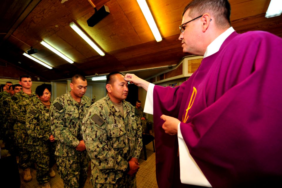 Sailors celebrate Ash Wednesday. (16570506002)