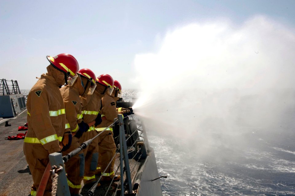 Sailors conduct a damage control Olympics aboard USS Nitze. (6996073984)