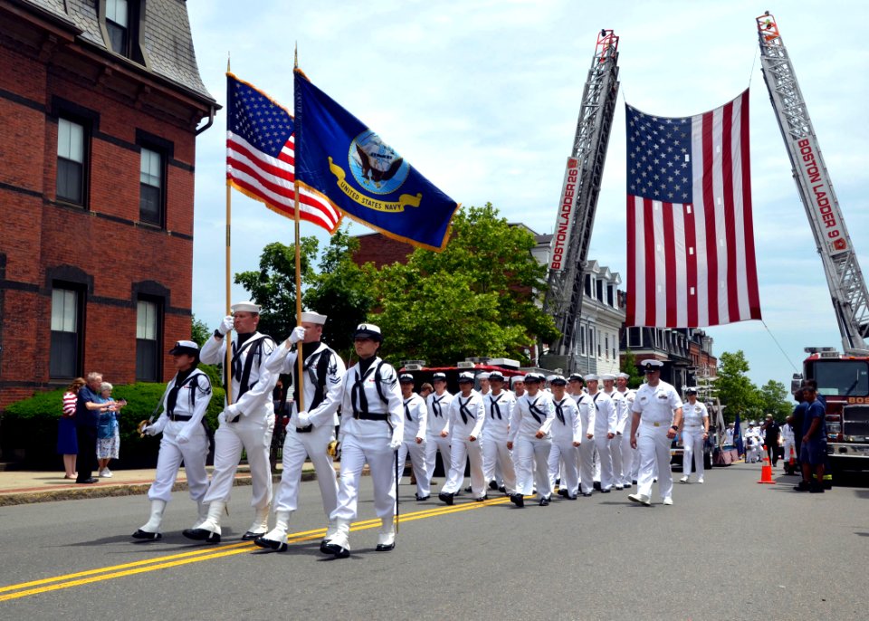 Sailors march in 2013 Bunker Hill Day parade 130616-N-SU274-130