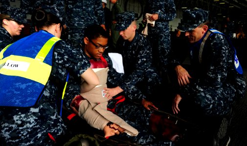Sailors participate in a mass casualty drill (8536340033)