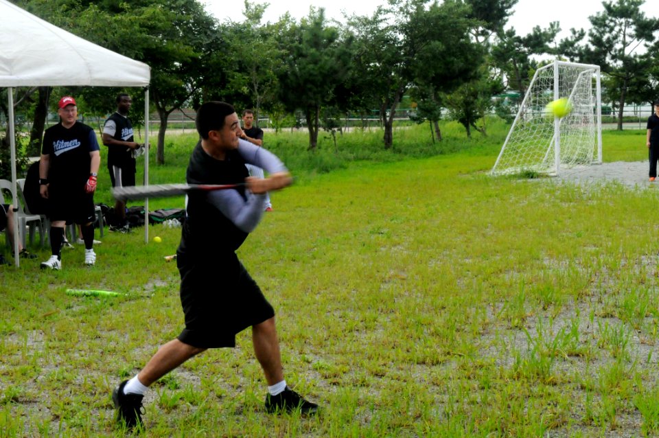 Sailors play softball in Pyeongtaek, Republic of Korea 120824-N-SX614-206