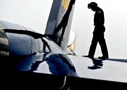 Sailor performs preflight inspections. (8723717294)