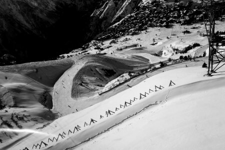Black and white ski slope tourism photo