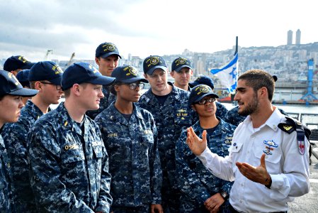 Sailors stationed aboard USS Carney (DDG 64) tour an Israeli ship while in port Haifa, Israel 160221-N-FP878-028 (24821264509)