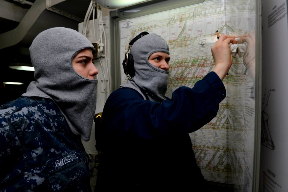 Sailors track casualties during a drill at sea. (8599728551)