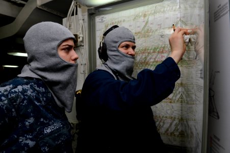 Sailors track casualties during a drill at sea. (8599728551)