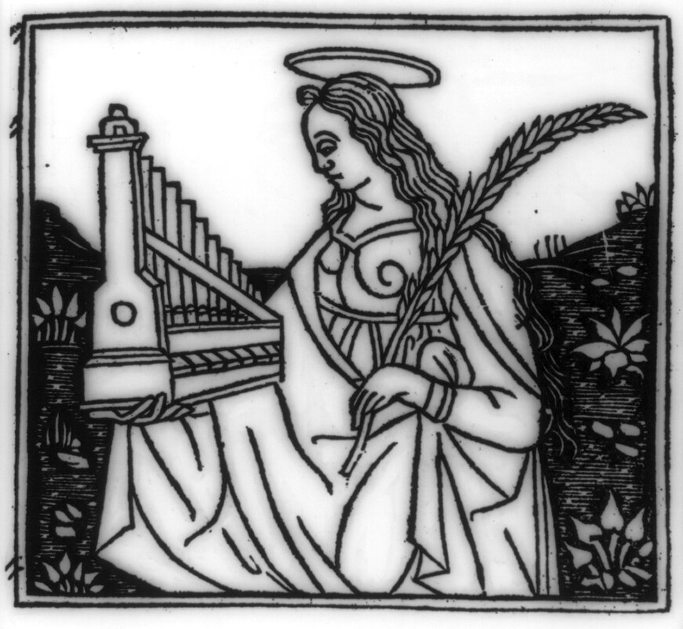 Saint Cecilia holding her emblems- portable organ and martyr's palm LCCN2007681106