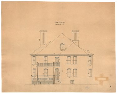 Saint Elizabeths Hospital, Washington, D.C. Building No. 18 (Burroughs Cottage). Front elevation with dimensions) - H. L. Amer, Draughtsman LCCN2013648651