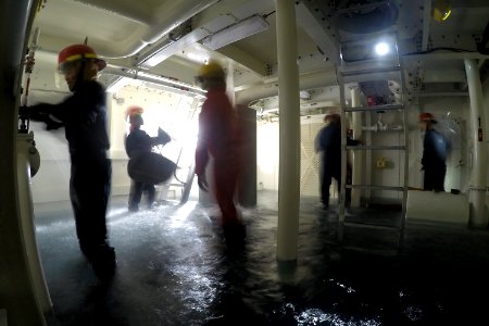 Sailors conduct a damage control drill. (16862858321)