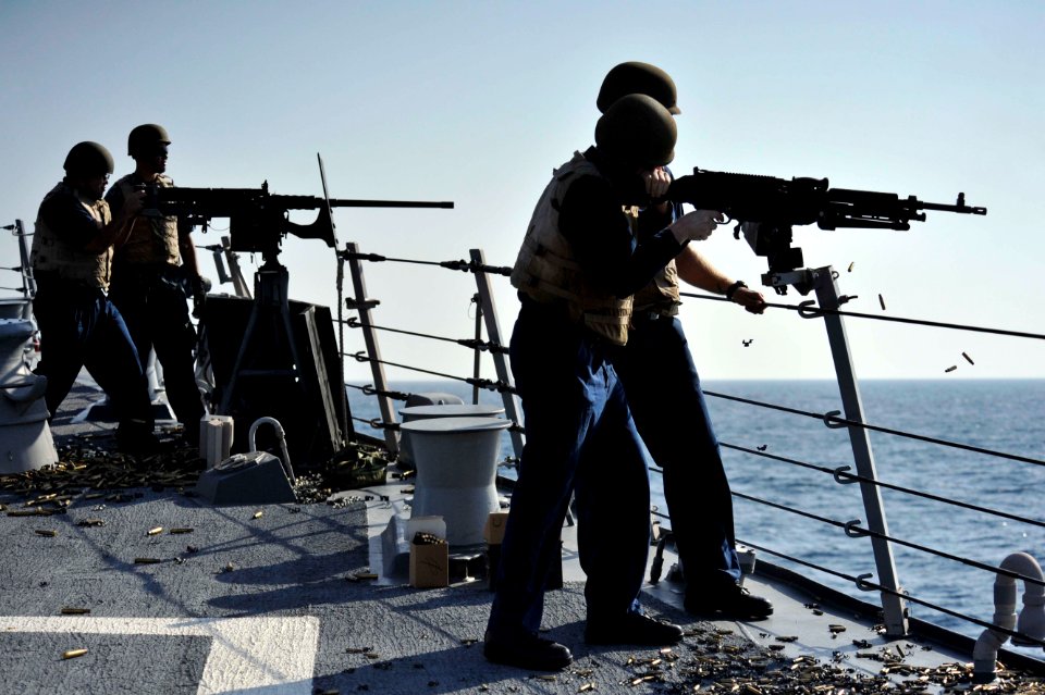 Sailors conduct a live fire exercise. (8283345643)
