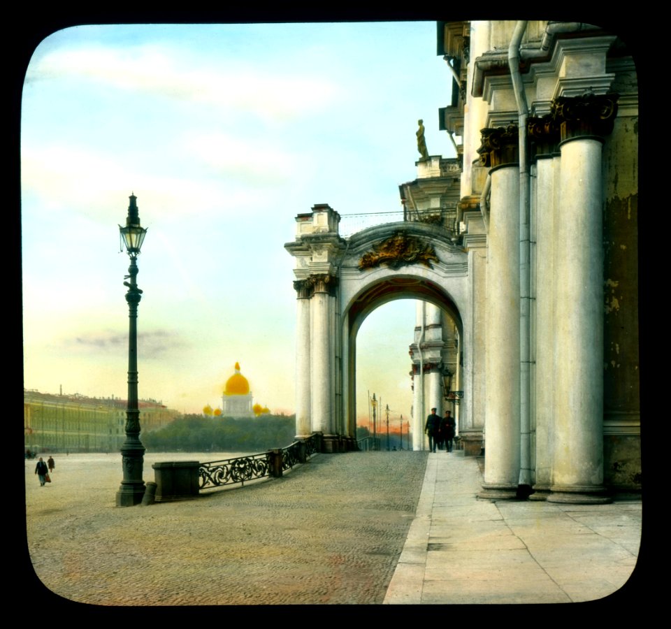 Saint Petersburg. Hermitage (formerly the Winter Palace) partial view of entrance on Dvortsovaia (Palace) Square