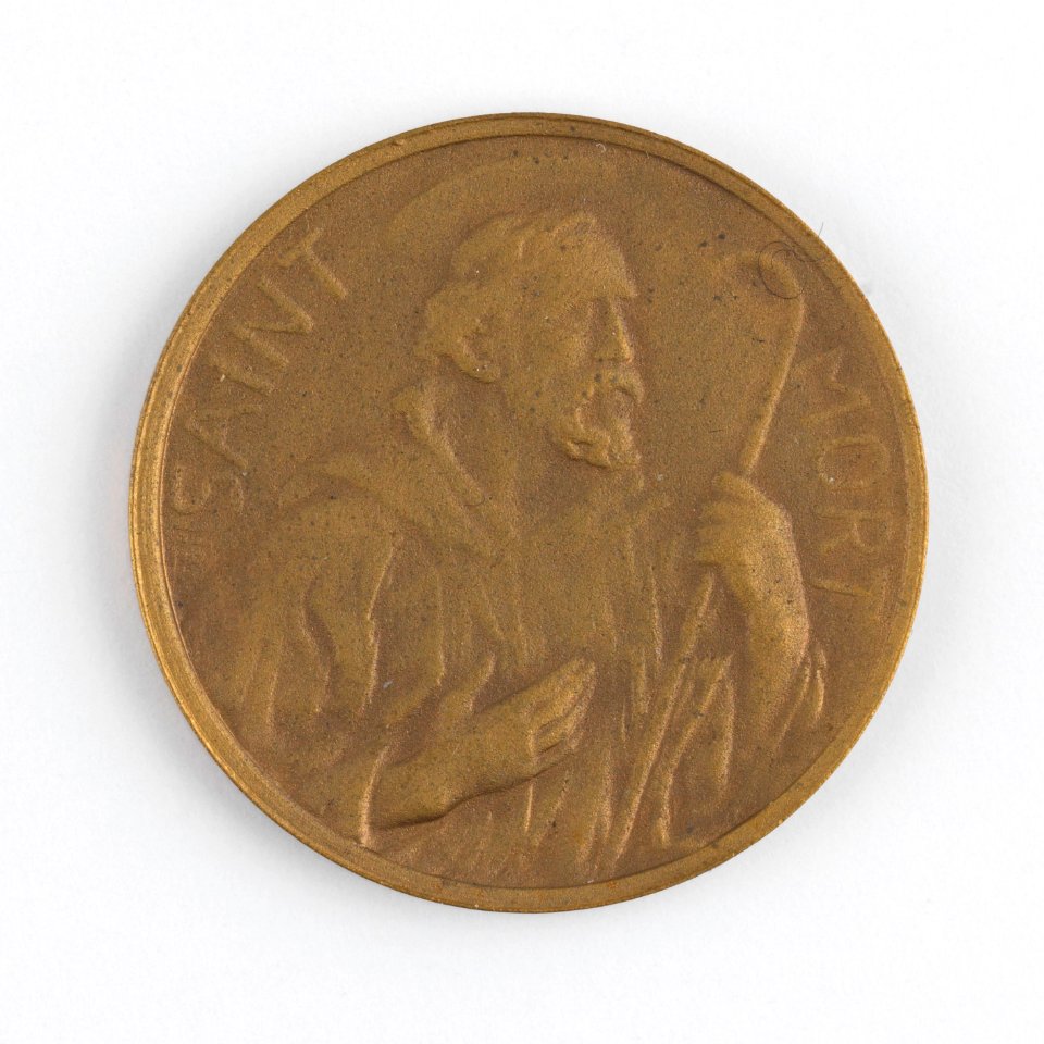 Saint Mort, medal by Pierre Theunis, Belgium, (1923), Coins and Medals Department of the Royal Library of Belgium, 2N260-15 (recto)