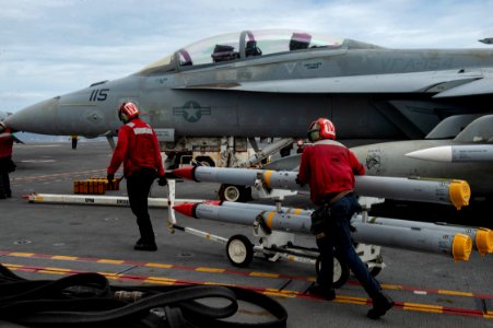 Sailors move munitions aboard USS Theodore Roosevelt (CVN 71). (50932962841)