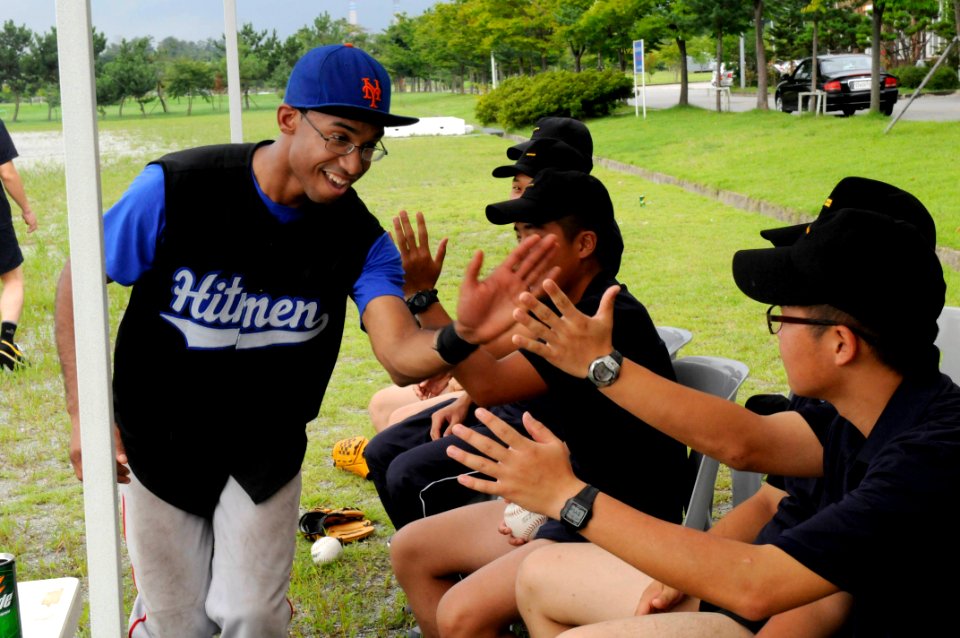 Sailors play softball in Pyeongtaek, Republic of Korea 120824-N-SX614-207