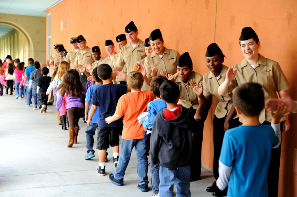 Sailors from PCU America visit an elementary school. (8244609046)
