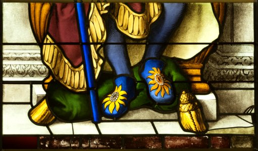 Saint-Chapelle de Vincennes - Baie 3 - Un roi assis sur un trône (détail) (bgw17 0877)