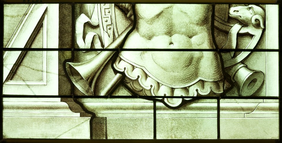 Saint-Chapelle de Vincennes - Baie 5 - Trophée d'armes (détail) (bgw17 1026)