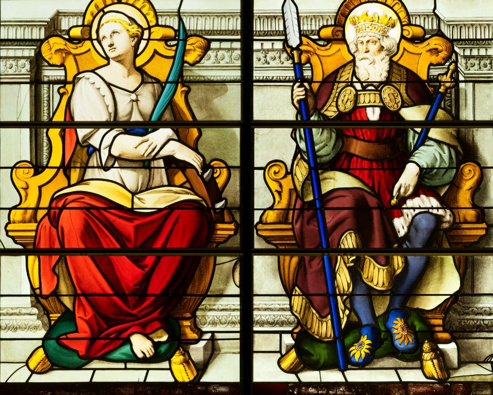 Saint-Chapelle de Vincennes - Baie 3 - Sainte Catherine d'Alexandrie et un roi (bgw17 0812)