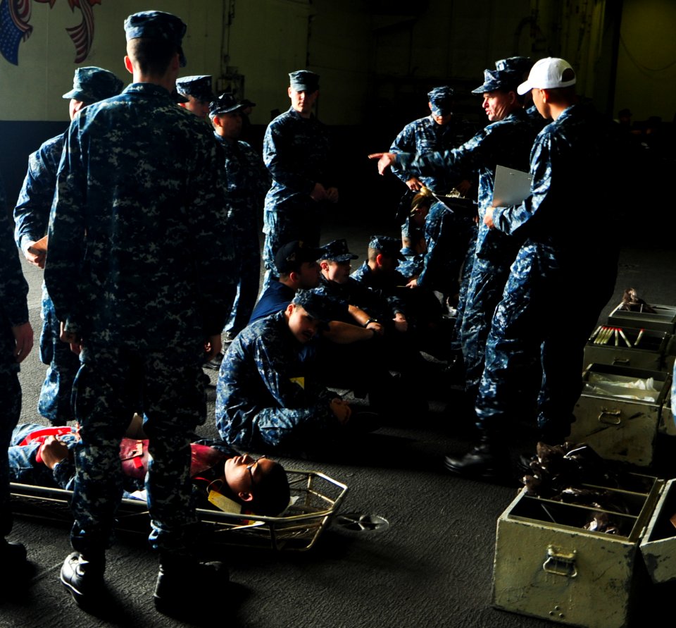 Sailors participate in a mass casualty drill (8536339373)
