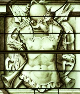 Saint-Chapelle de Vincennes - Baie 5 - Trophée d'armes (bgw17 0979)