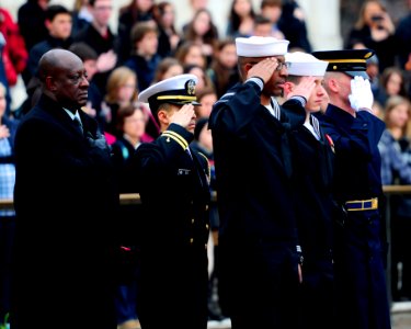 Sailors salute at the Tomb of the Unknowns. (8263437733)