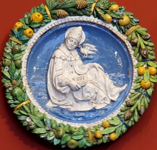 Saint Gregory by Andrea della Robbia, Florence, c. 1490, glazed terracotta - Bode-Museum-Berlin
