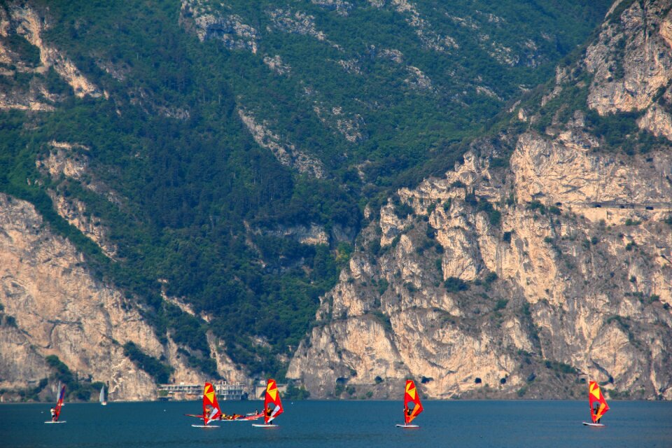 Landscape mountains water sports photo