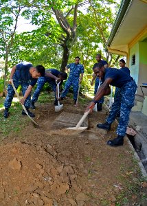 Sailors volunteer at the Bukit Harapan Orphanage. (8539051617)