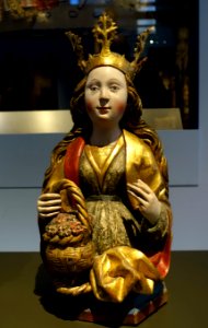 Saint Barbara, the Virgin Mary, and Saint Dorothea (Saint Dorothea), from Bartholomew's Church, Anhausen, Kreis Schwabisch Hall, 1506 AD - Landesmuseum Württemberg - Stuttgart, Germany - DSC03039