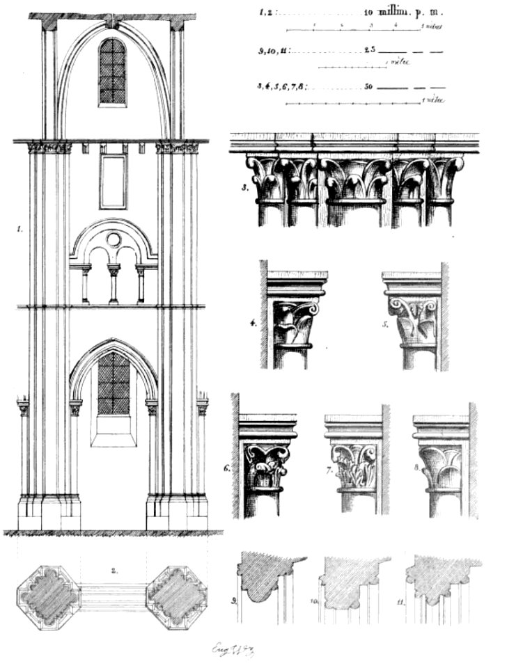 Saint-Germer-de-Fly (60), abbatiale, détails de la nef