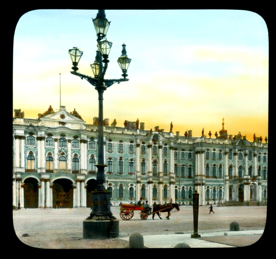 Saint Petersburg. Hermitage (formerly the Winter Palace) partial front view on Dvortsovaia (Palace) Square