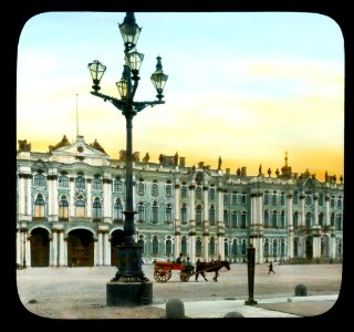 Saint Petersburg. Hermitage (formerly the Winter Palace) partial front view on Dvortsovaia (Palace) Square