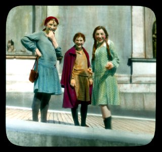 Saint Petersburg. Hermitage (the New Hermitage) girls outside the museum