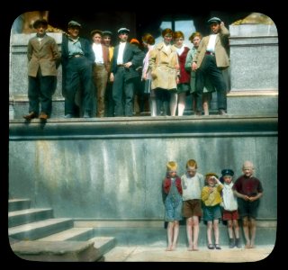 Saint Petersburg. Hermitage (the New Hermitage) visitors outside the museum, and children