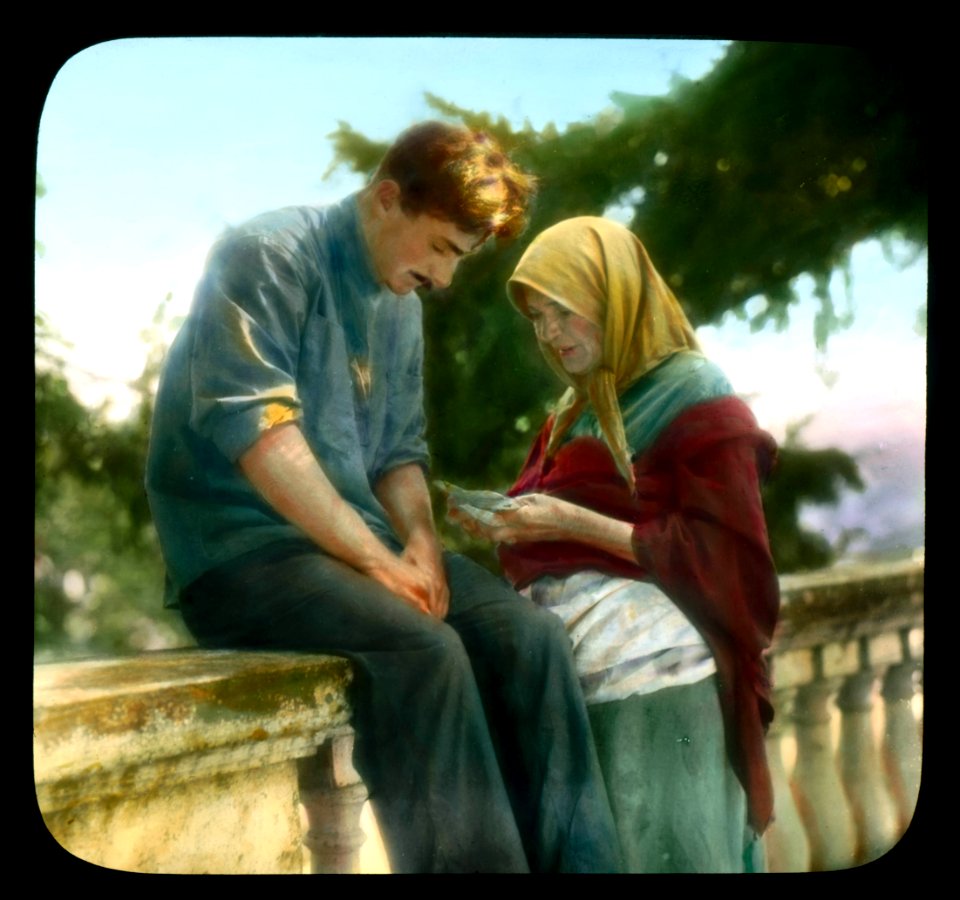 Saint Petersburg. Peterhof Palace Park fortune-teller with client