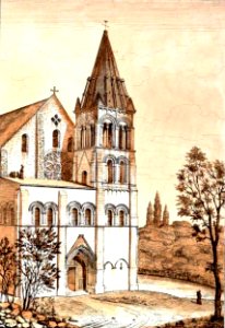 Saint-Leu-d'Esserent (60), église prieurale, reconstitution de la façade au XIIIe siècle