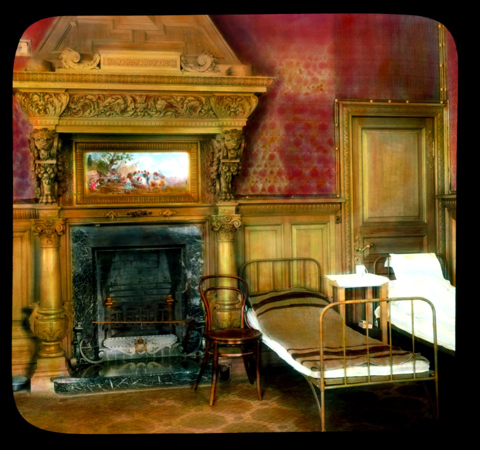 Saint Petersburg. Yelagin Palace interior of palace, cots next to a fireplace