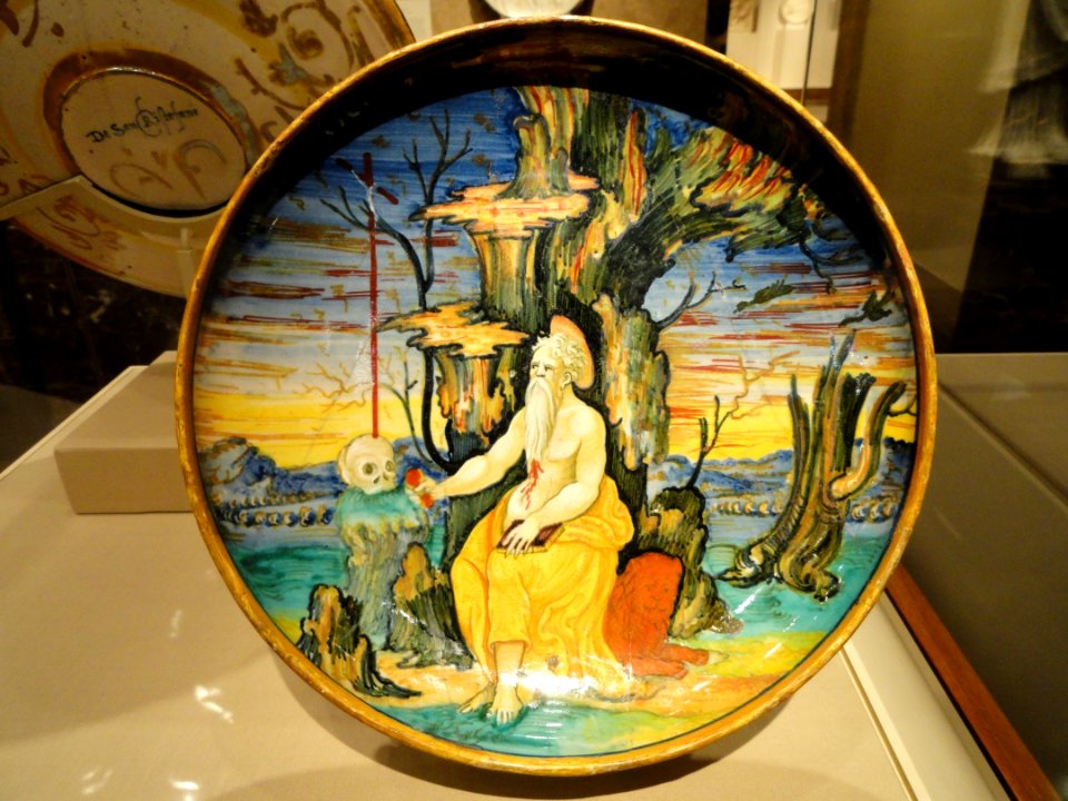 Saint Jerome dish, Italy (painted in Urbino, lustred in Gubbio), c. 1530 - Nelson-Atkins Museum of Art - DSC08609