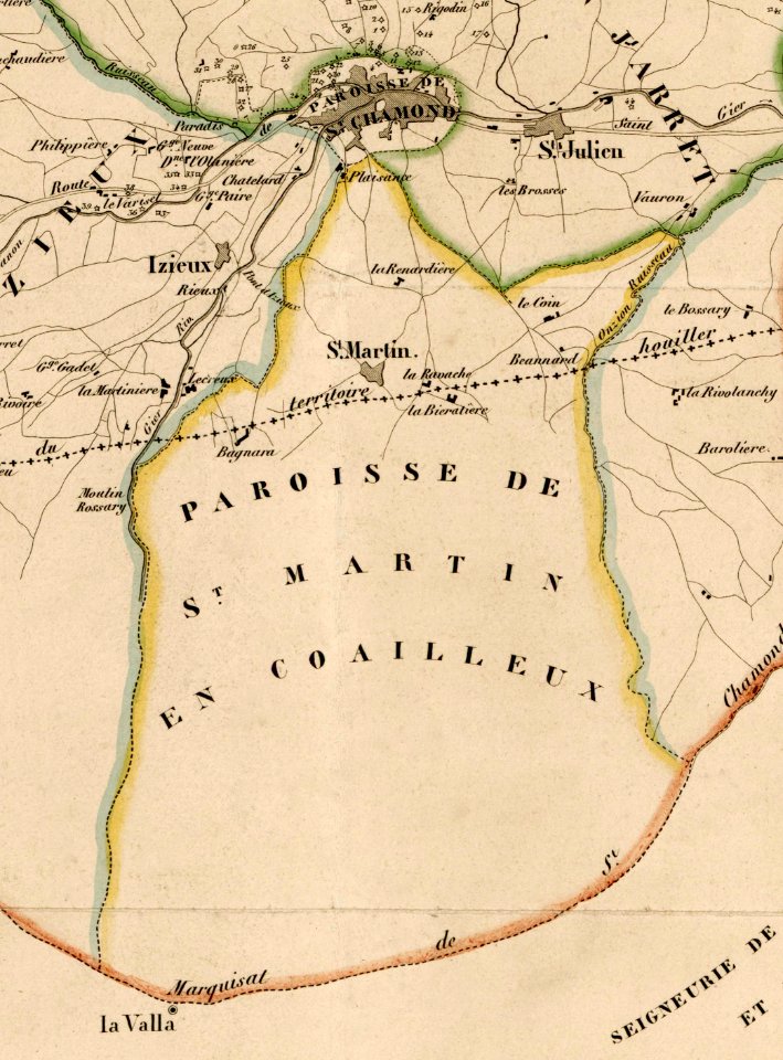 Saint-Martin-en-Coailleux (Loire), extrait carte 1850