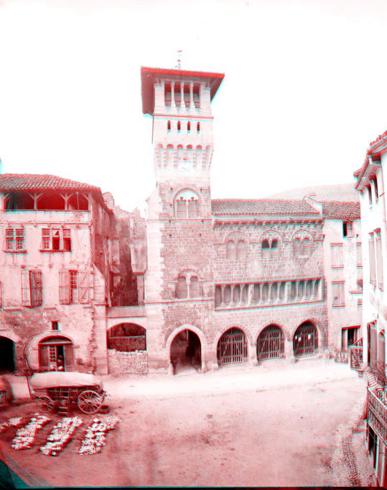 Saint-Antonin , hôtel de ville (en version anaglyphe) - Fonds Trutat - MHNT.PHa.1220.03.01
