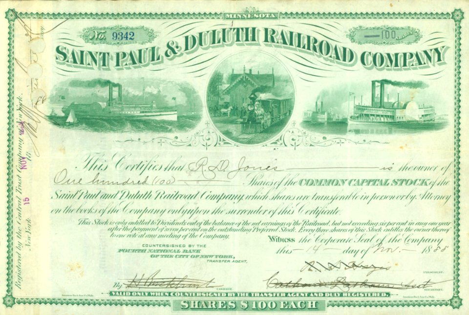 Saint Paul & Duluth RR 1888