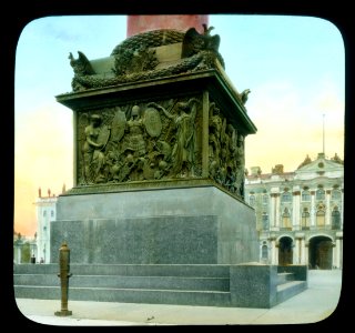 Saint Petersburg. Alexander Column in the Dvortsovaia (Palace) Square detail of base, allegorical bas-relief sculpture