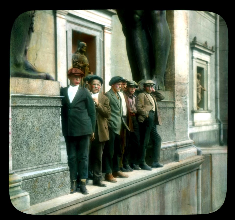 Saint Petersburg. Hermitage (the New Hermitage) atlantes portico, with visitors 2