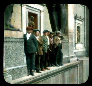 Saint Petersburg. Hermitage (the New Hermitage) atlantes portico, with visitors 2