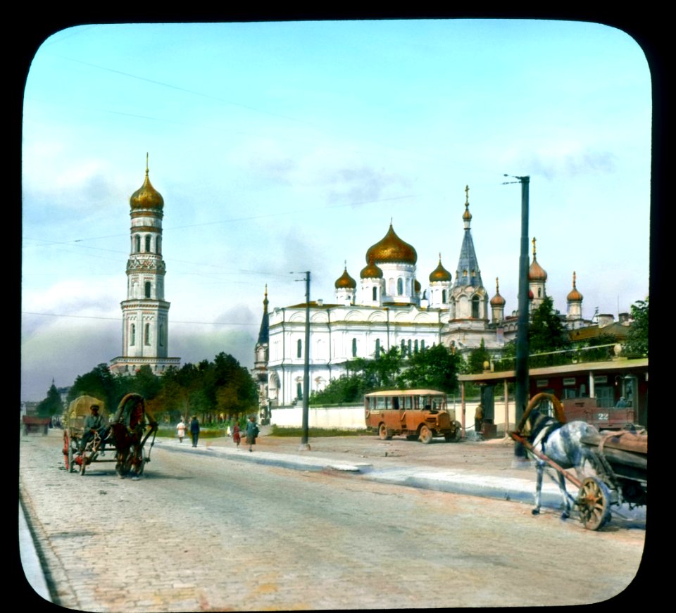 Saint Petersburg. Moskovsky Avenue view of street, with Novodevichy Convent