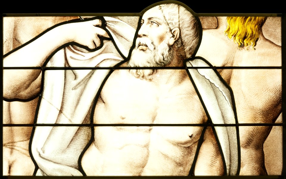 Saint-Chapelle de Vincennes - Baie 5 - Saint enfilant une robe blanche (bgw17 1012)