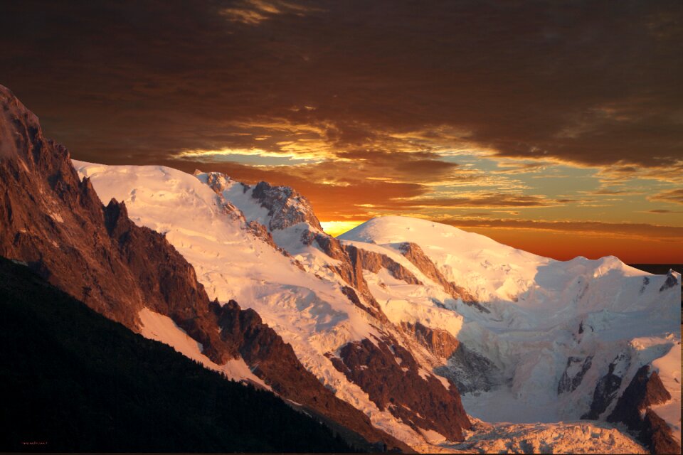 Panoramic sunset summit mont-blanc Free photos