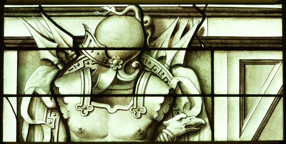 Saint-Chapelle de Vincennes - Baie 5 - Trophée d'armes (détail) (bgw17 1025)