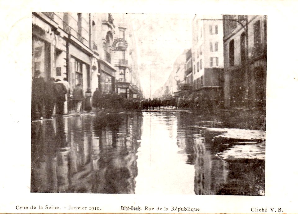 Saint-Denis.Rue de la Republique.Inondations 1910