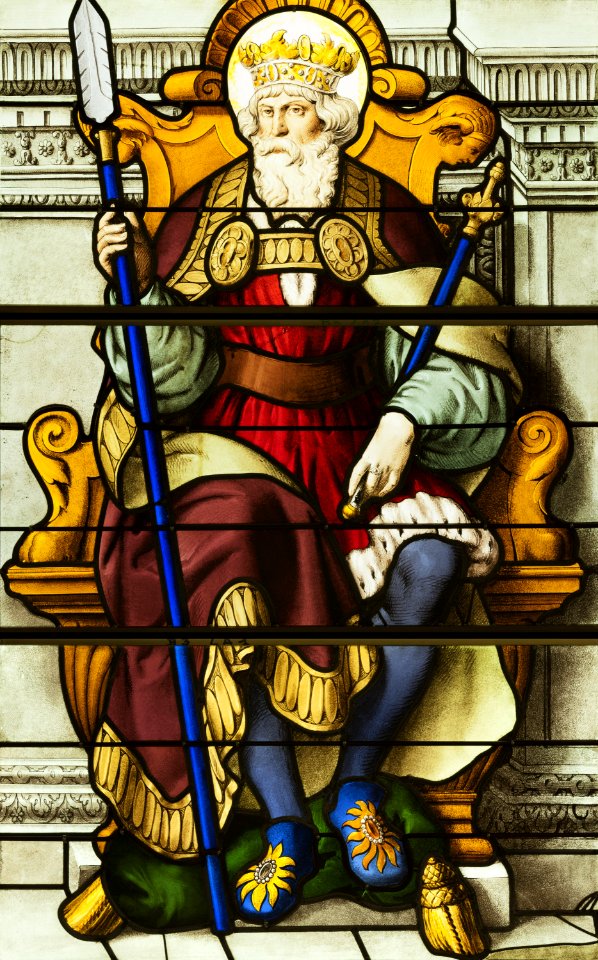 Saint-Chapelle de Vincennes - Baie 3 - Un roi assis sur un trône (bgw17 0825)